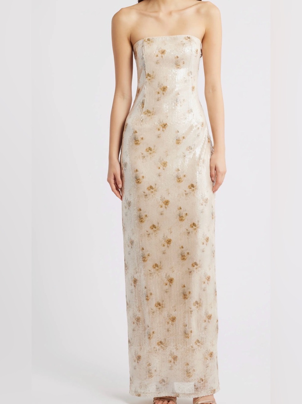 Lulu’s strapless Afton sequin dress